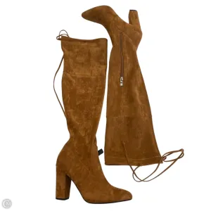 Boots Knee Heels By Cmf In Brown, Size: 5.5 Wine Rich