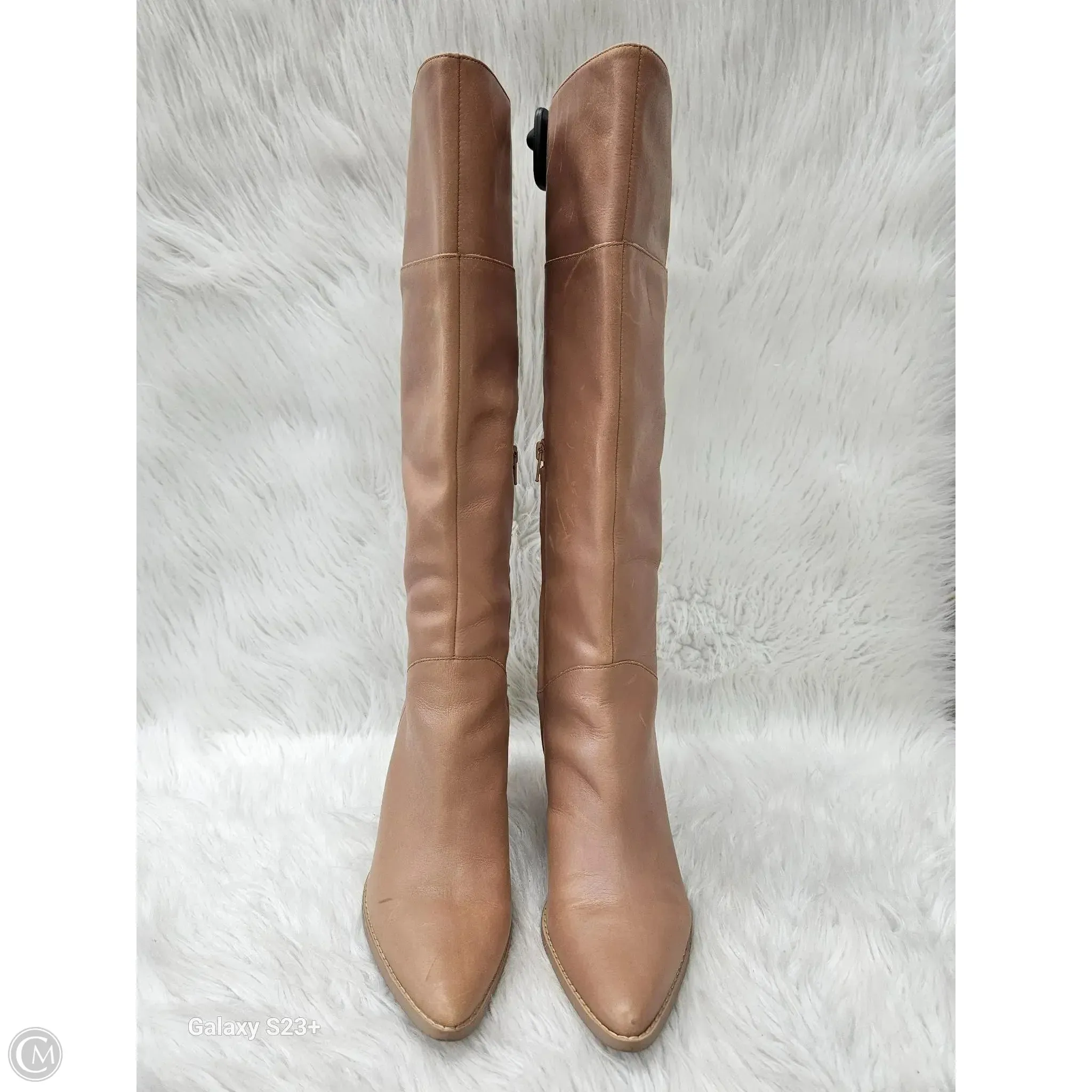 Protective Finish Mountain Climber Boots Knee Heels By Crown Vintage In Tan, Size: 10