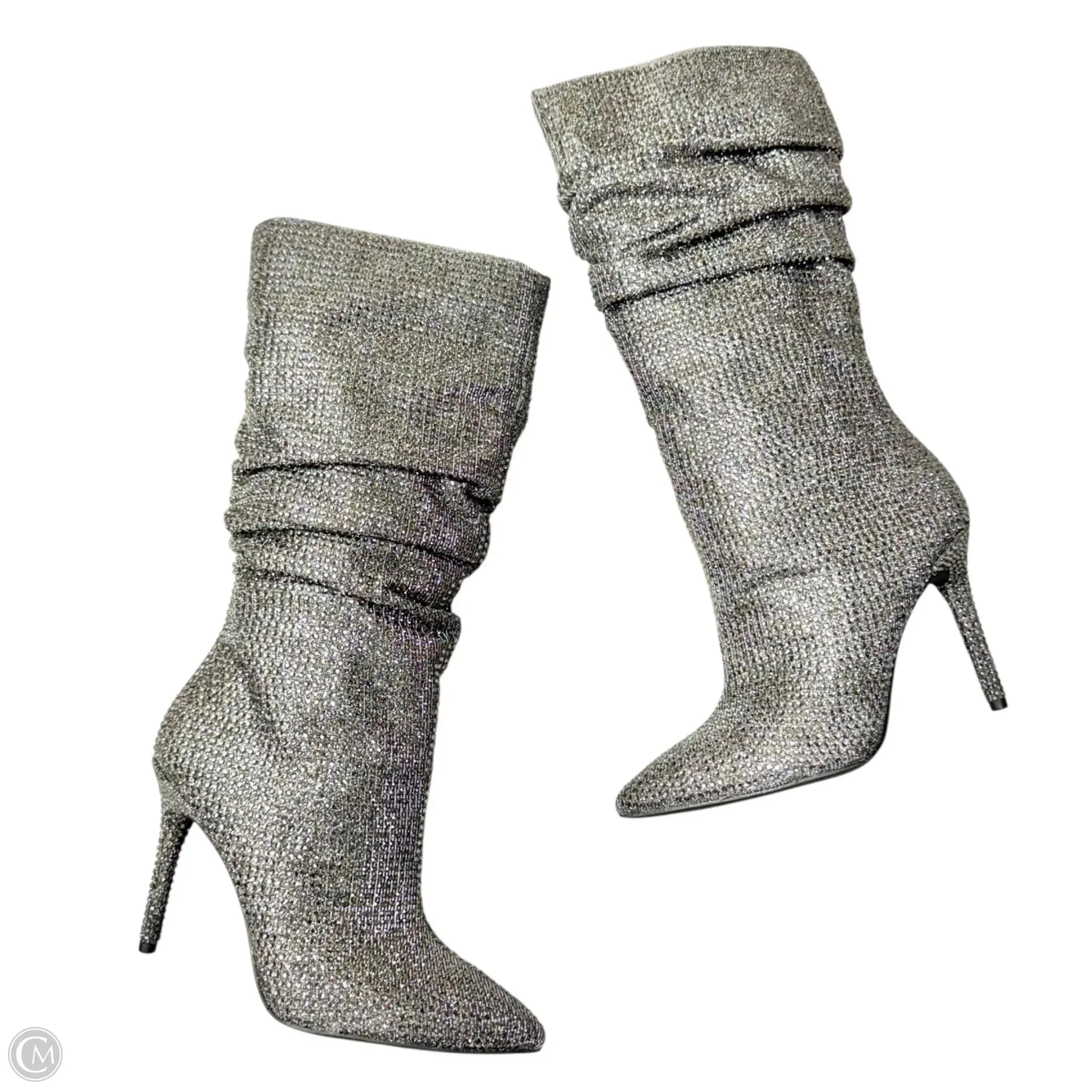 Boots Knee Heels By Jessica Simpson In Silver, Size: 8.5 Waterproof Mountain Climber Cushioned Step Urban Commute