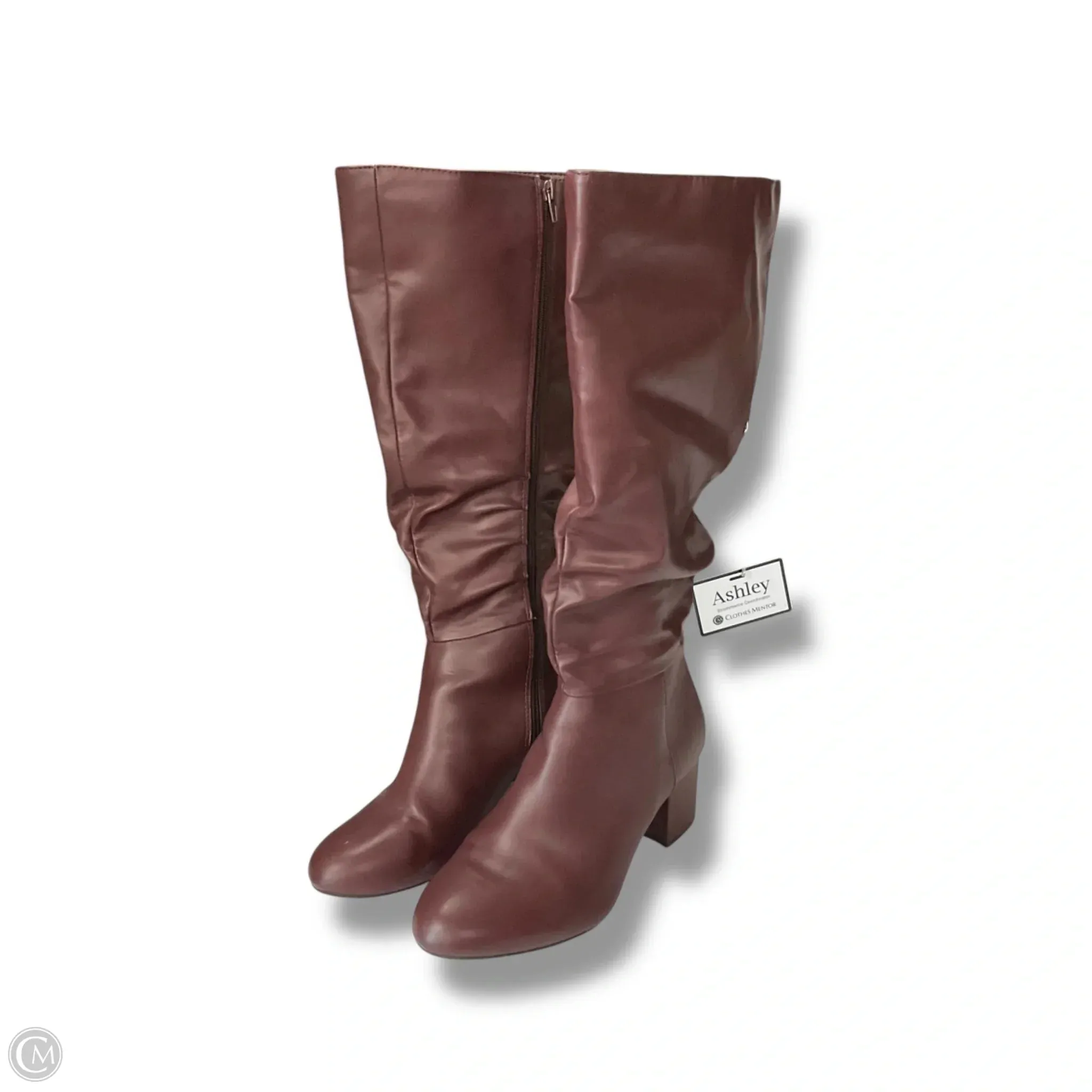Waterproof Traction Versatile Design Boots Knee Heels By Lane Bryant In Maroon, Size: 10