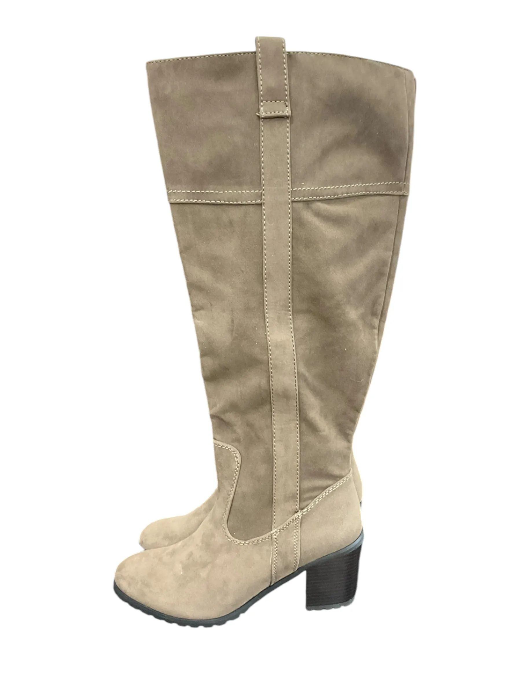 Premium Leather Upgrade Boots Knee Heels By Lane Bryant In Taupe, Size: 9