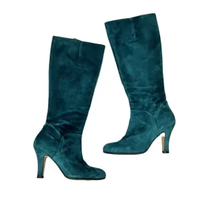 Thermal Protection No Tie Boots Knee Heels By Lenora In Teal, Size: 5.5
