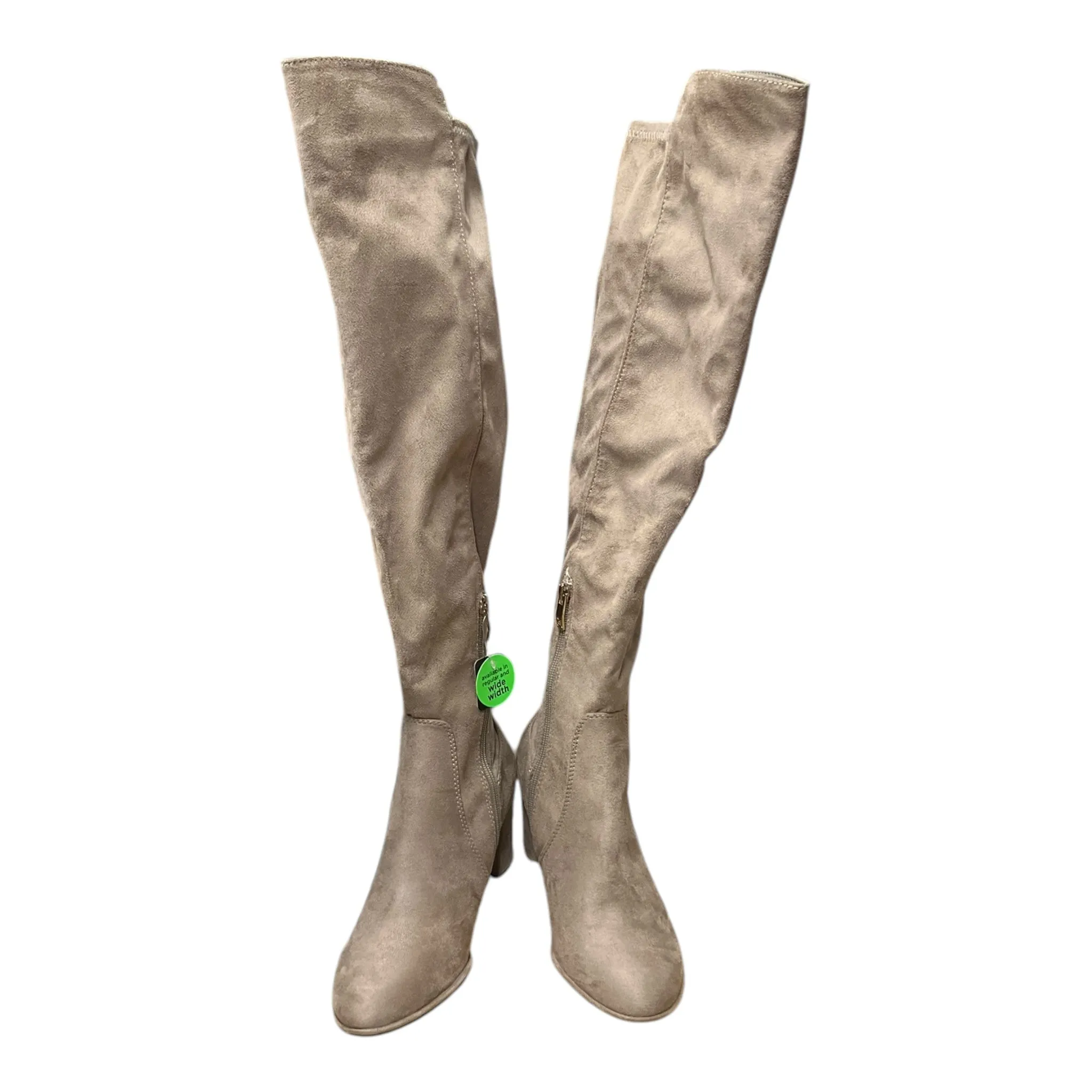 Boots Knee Heels By Liz Claiborne In Beige, Size: 8.5 Heavy Duty Support Rugged Built Work Commute