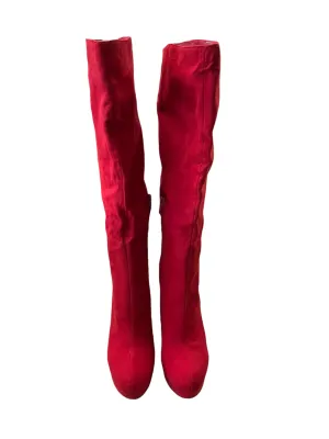 Boots Knee Heels By Madden Girl In Red, Size: 8.5 Cushioned Step All Day Wear Slip Resistant All Day Wear