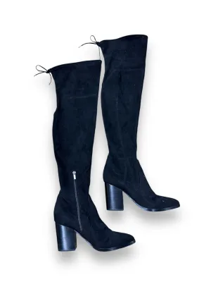 Boots Knee Heels By Marc Fisher In Black, Size: 8.5 Textured Grip Pattern Padded Interior City Walking
