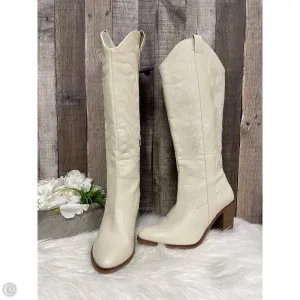 Boots Knee Heels By Mia In Beige, Size: 10 Asymmetric Lacing System