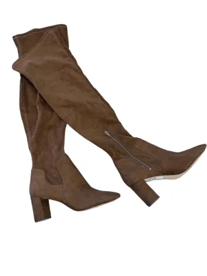 Boots Knee Heels By Nine West In Brown, Size: 9.5 Flexible Frame River Crossing