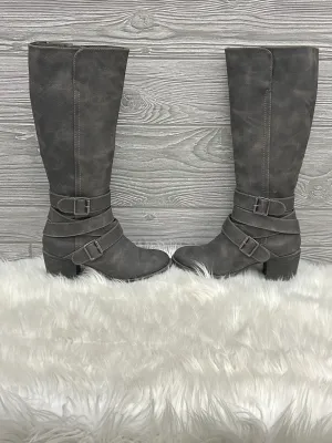 Indie Core Night Out Boots Knee Heels By Ruff Hewn In Grey, Size: 6