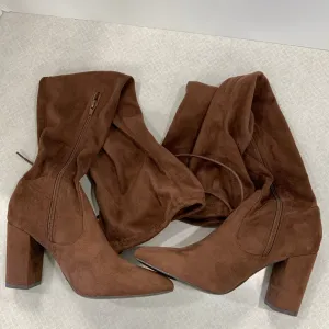 Boots Knee Heels By Shoedazzle In Brown, Size: 8.5 Easy On Design