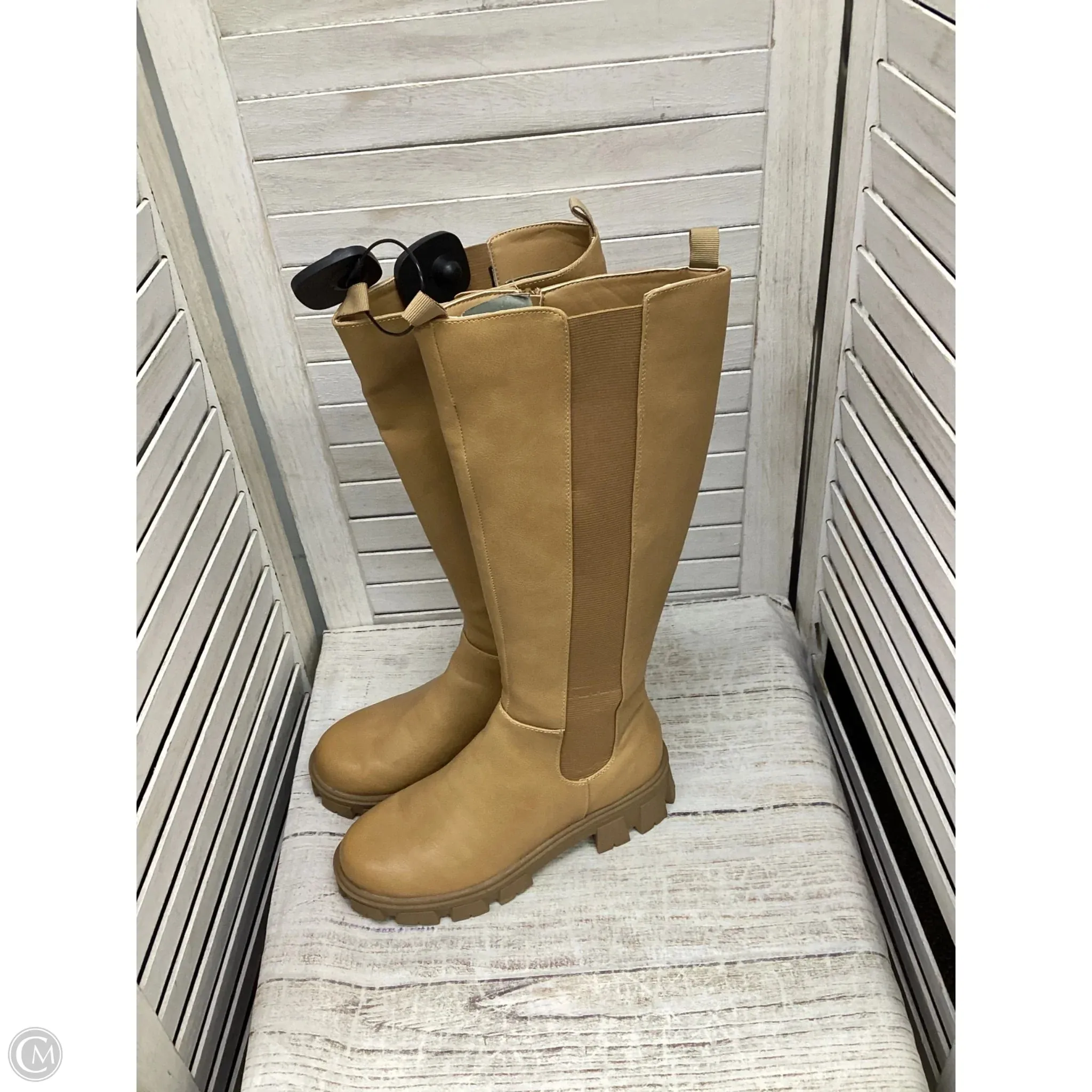 Boots Knee Heels By Sugar In Brown, Size: 7 Equestrian