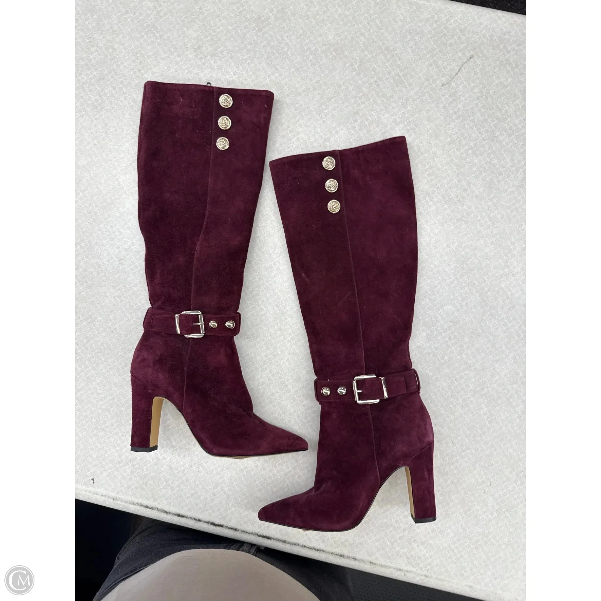 Date Ready Boots Knee Heels By White House Black Market In Maroon, Size: 6