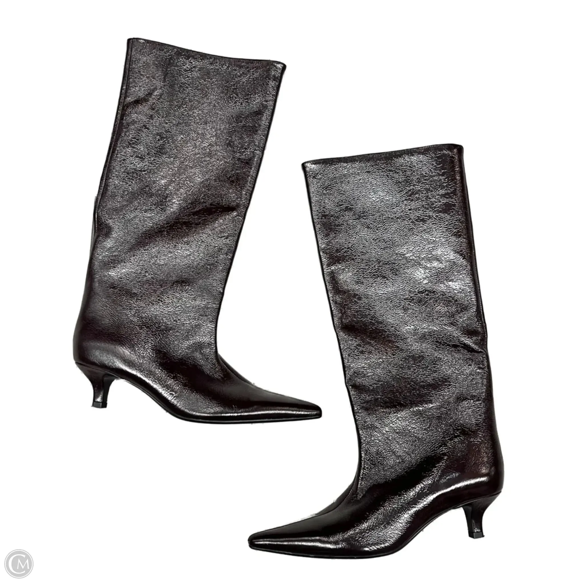 Boots Knee Heels By Zara In Maroon, Size: 6.5 Festival Vibe