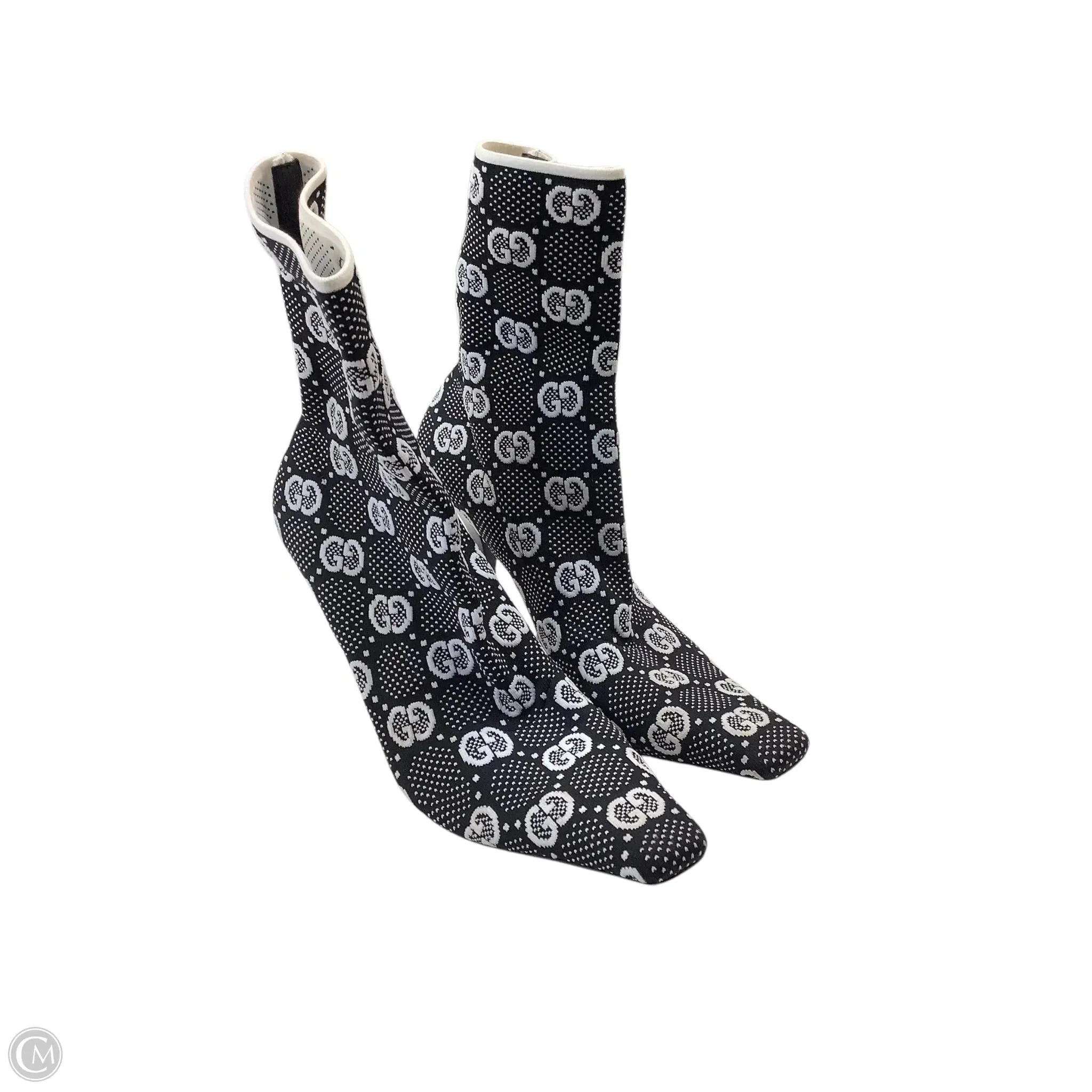 Dry Fast Kind Glow Boots Luxury Designer By Gucci In Black & White, Size: 9(39)