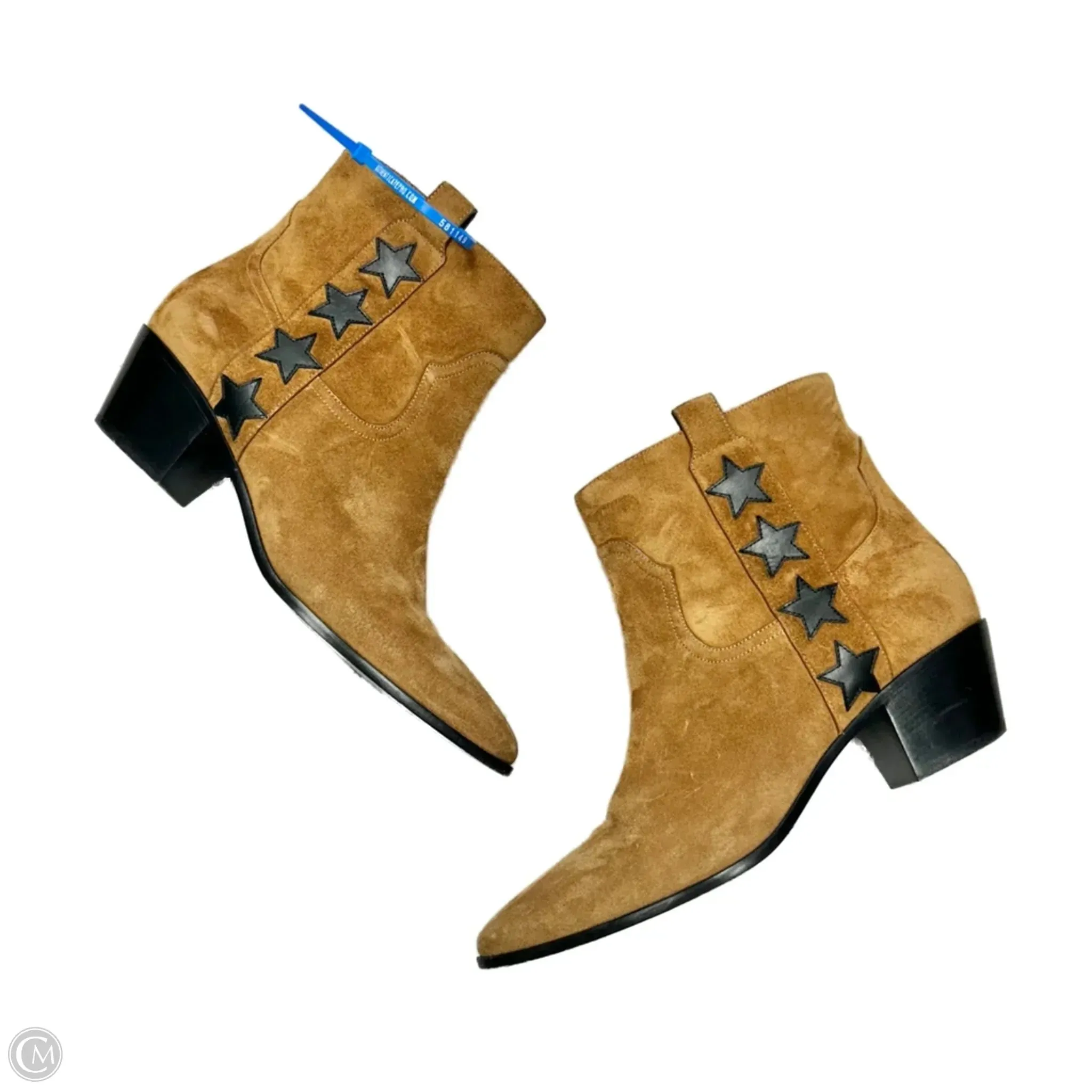 Breathable mesh upper Padded Comfort Wellness Seekers Boots Luxury Designer By Yves Saint Laurent In Black & Tan, Size: 8