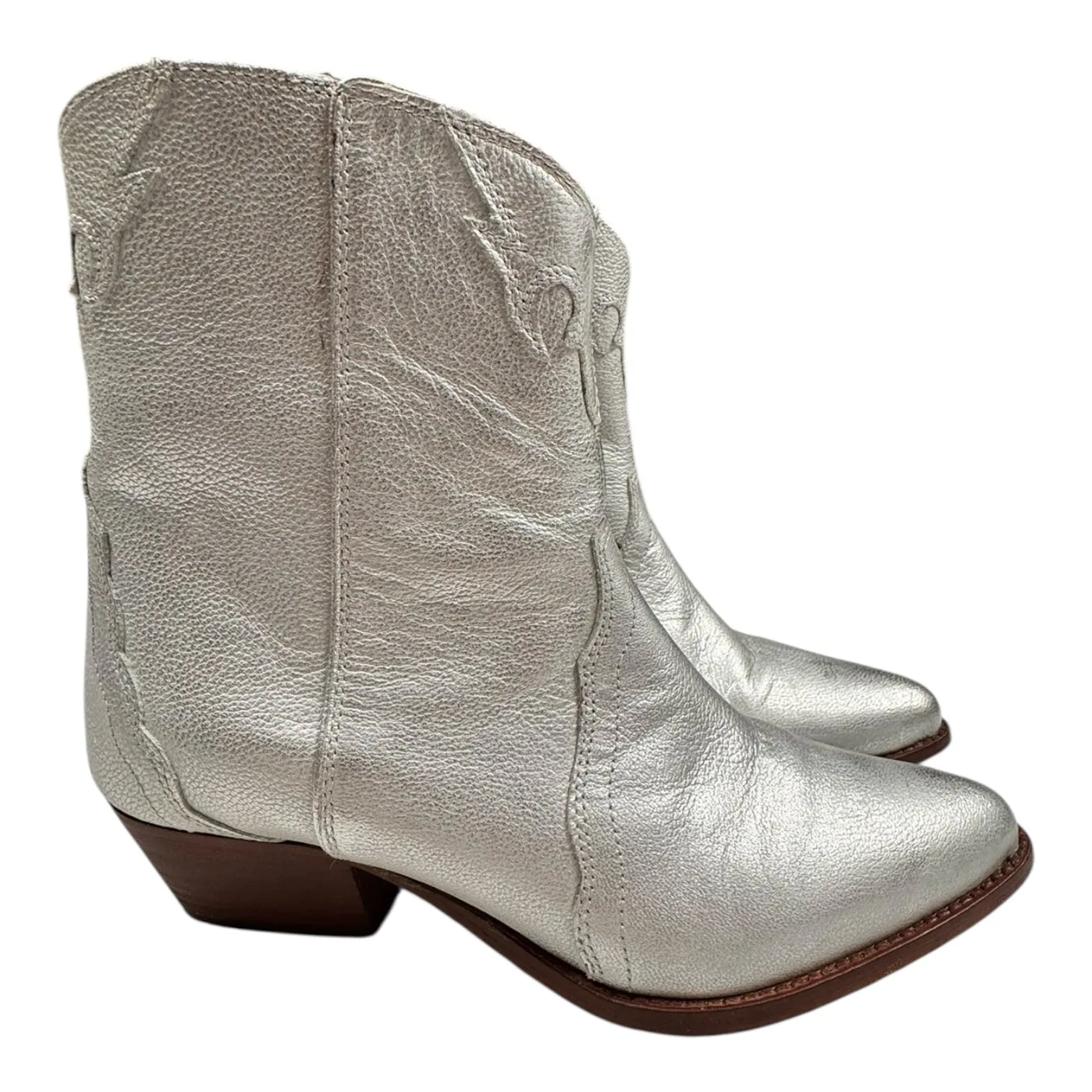 Boots Western By Free People In Silver, Size:7.5 Bold Heel Dynamic Cushioning