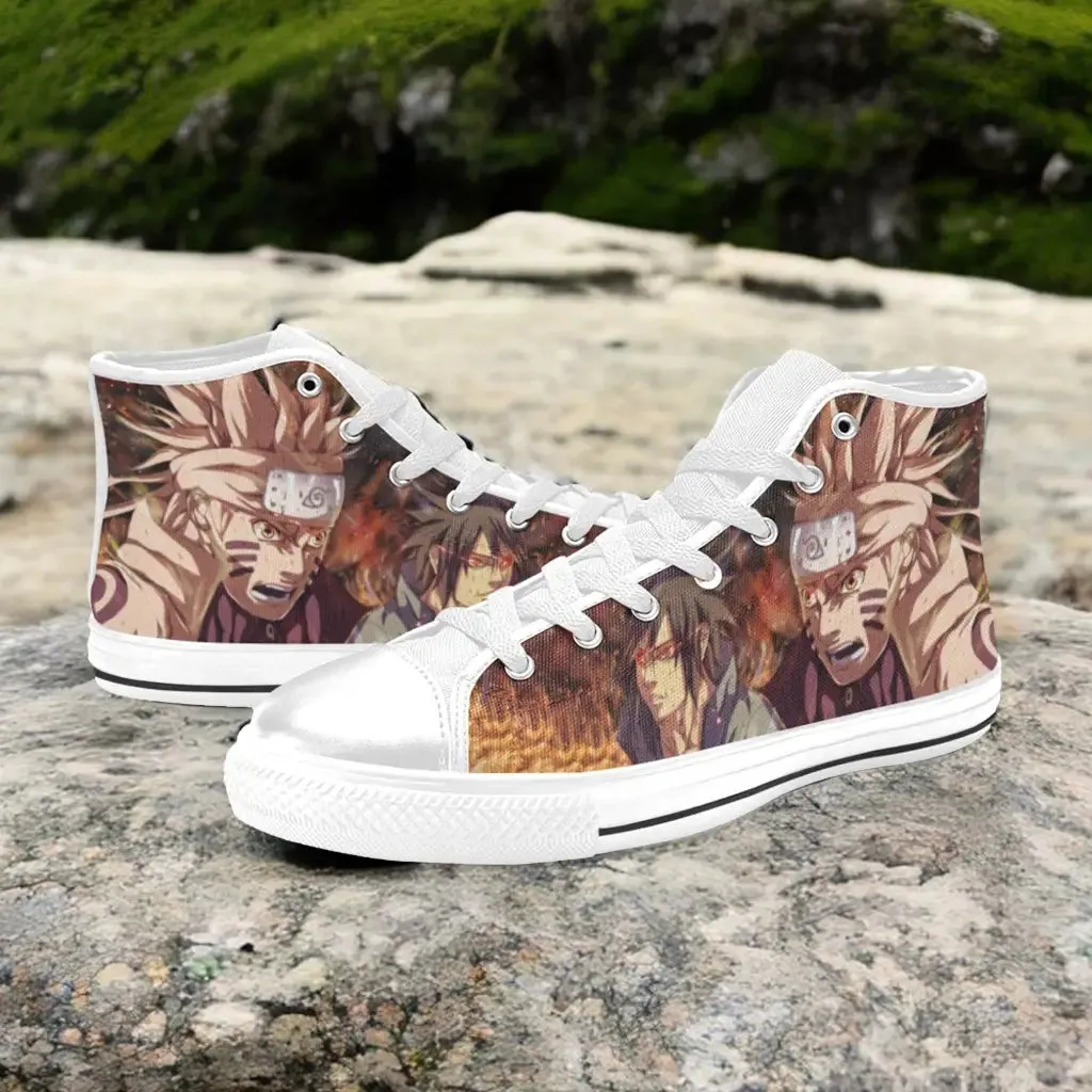 Boruto Naruto Uchiha Sasuke Shoes High Top Sneakers for Kids and Adults