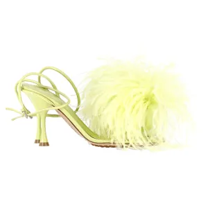 Bottega Veneta Feather-Detailed Dot Sandals in Yellow Lambskin Leather