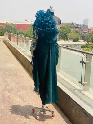 Bottle Green Embroidered Drape