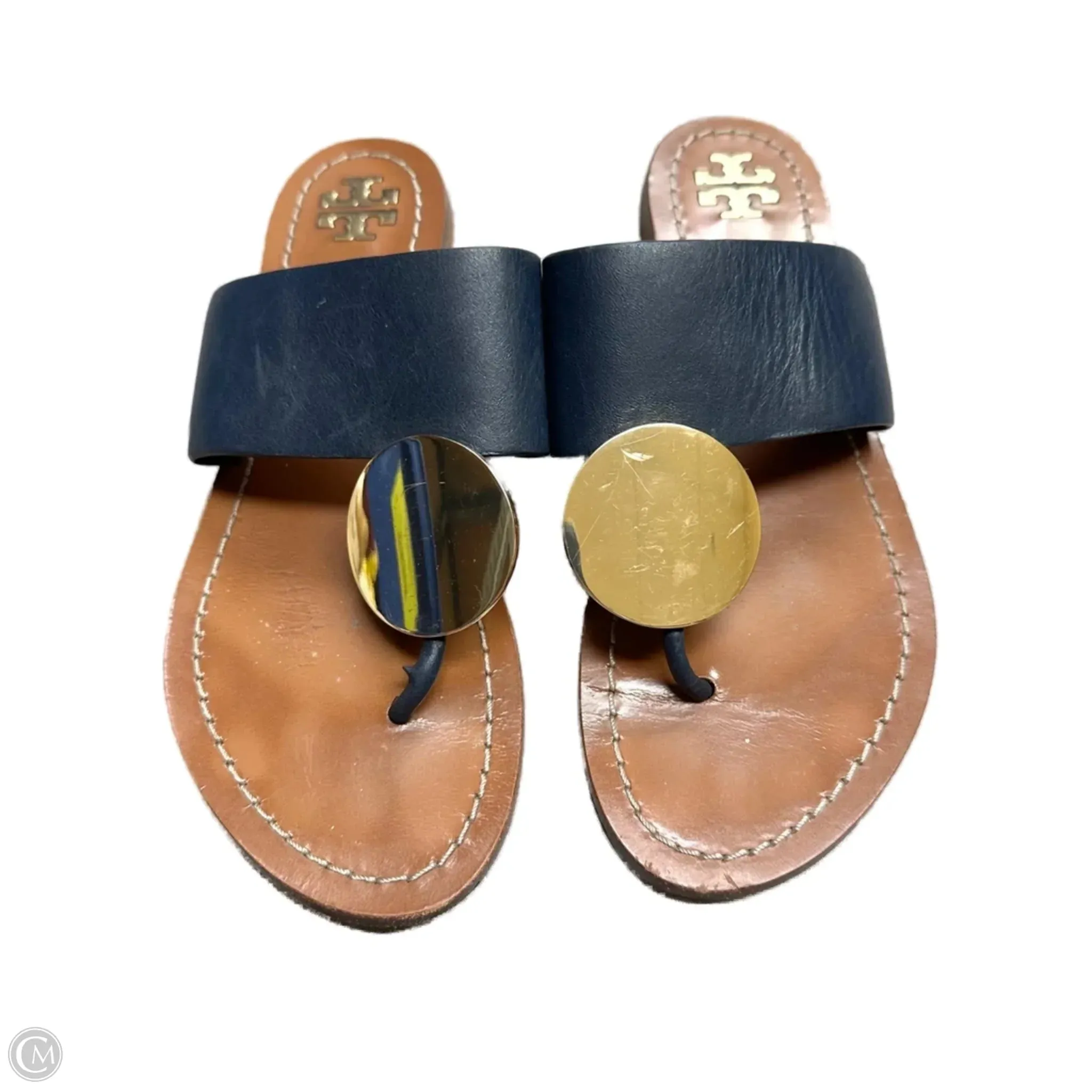 Sandals Designer By Tory Burch In Blue & Gold, Size: 6 Planet Mood