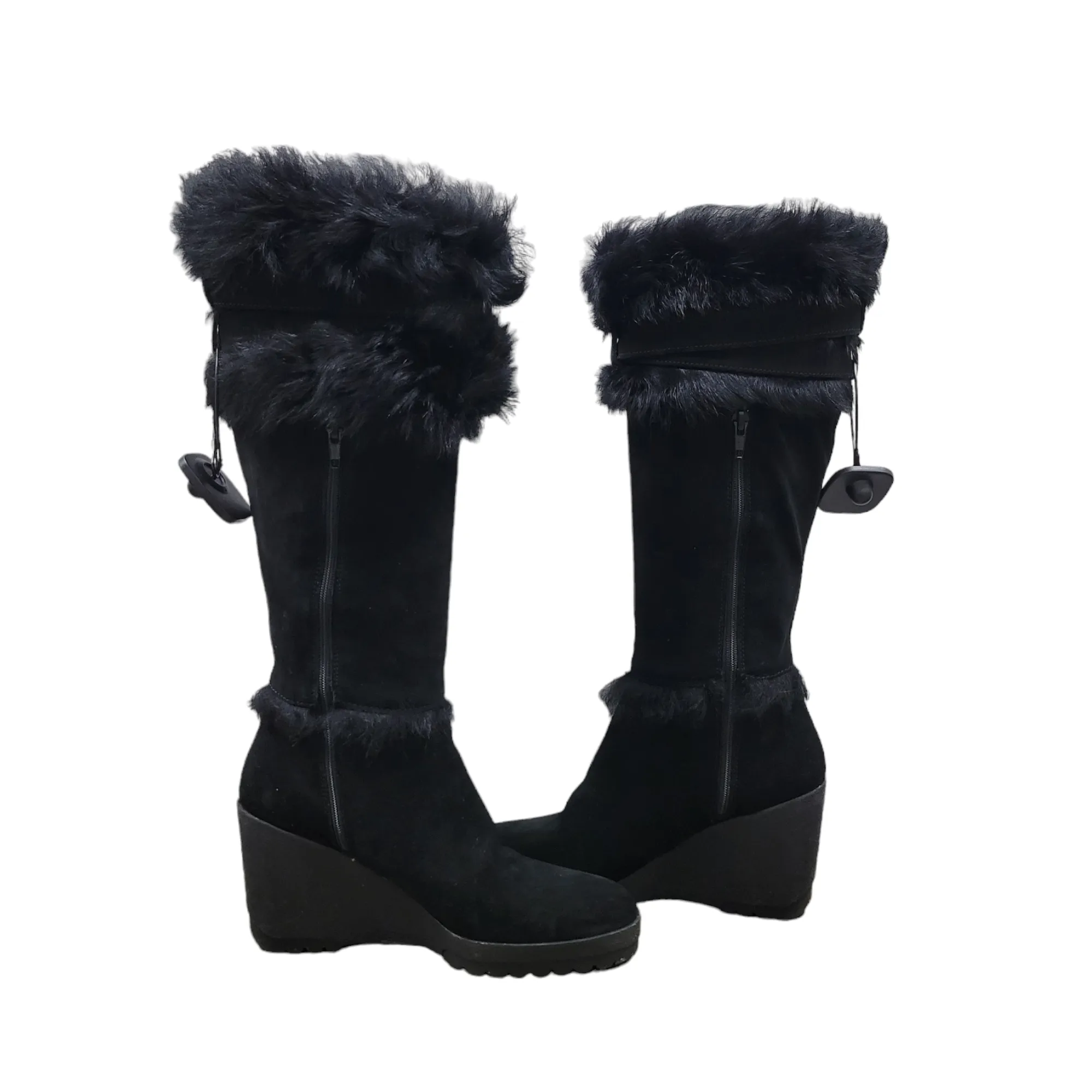 Comfortable buckles Boots Knee Heels DESIGNER By Coach In Black, Size: 6