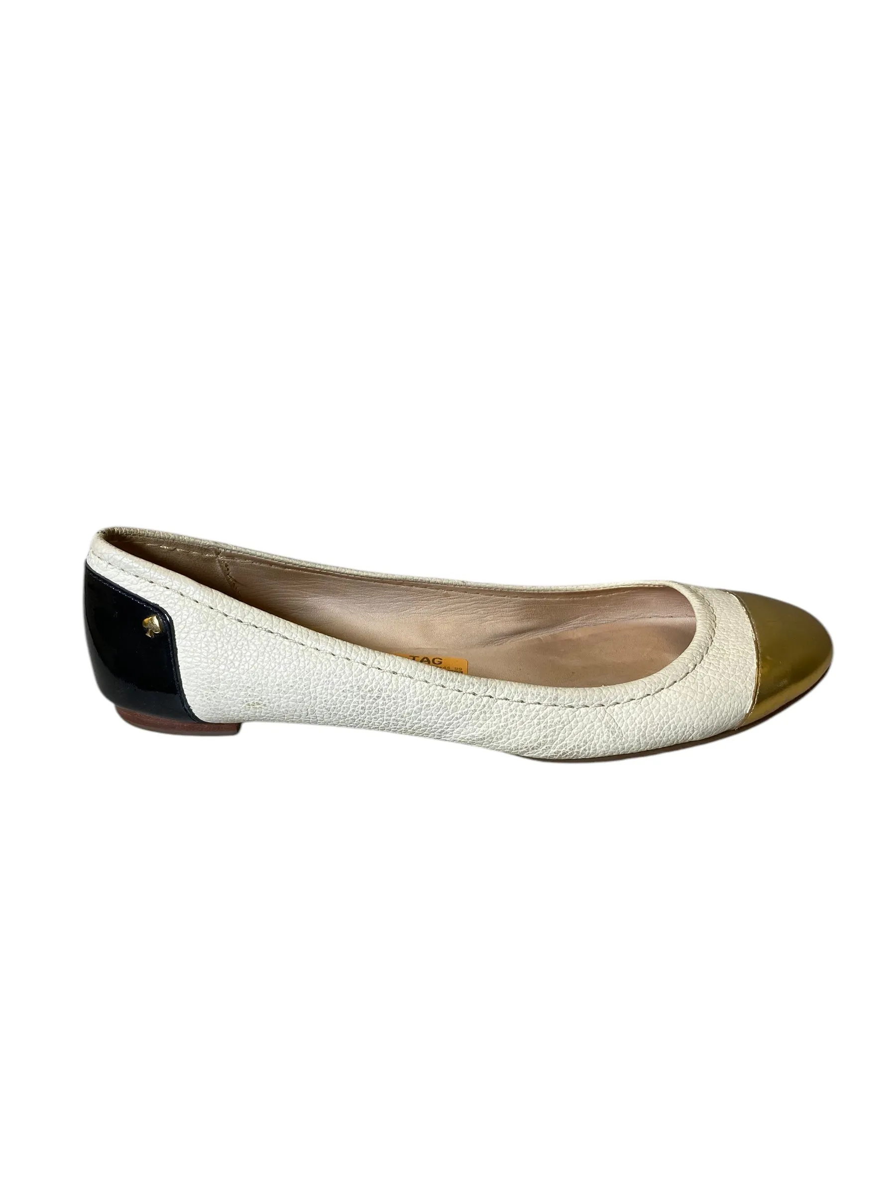 Silent Walk Shoes Designer By Kate Spade In Gold & White, Size: 9.5