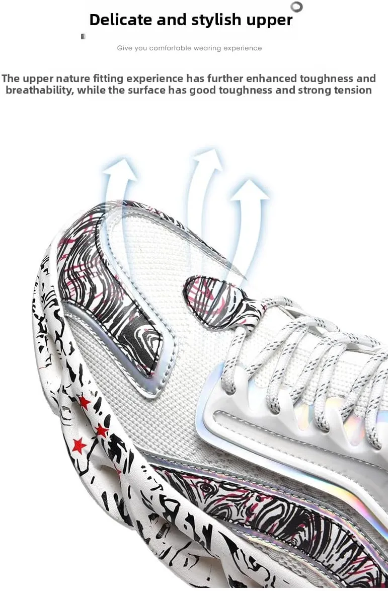 Breathable Mesh Y2K Graffiti Blade Sole Running Sneakers for Women Casual Sport Style Lightweight Cushion Jogging Shoes with Futuristic Streetwear Design