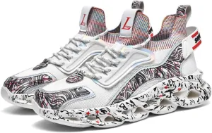 Breathable Mesh Y2K Graffiti Blade Sole Running Sneakers for Women Casual Sport Style Lightweight Cushion Jogging Shoes with Futuristic Streetwear Design