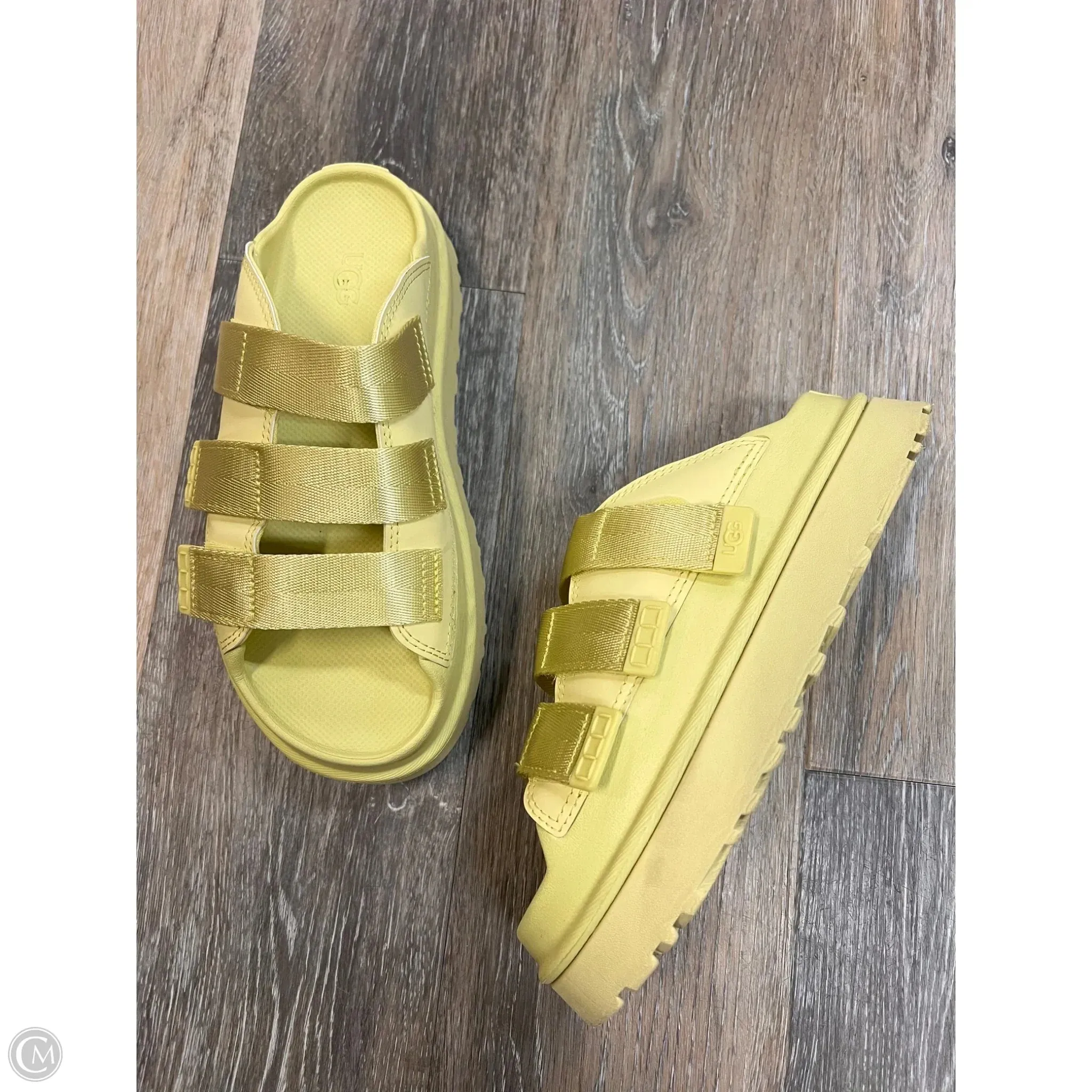 Sandals Designer By Ugg In Green, Size: 7 Earth Base Slip Resistant Design