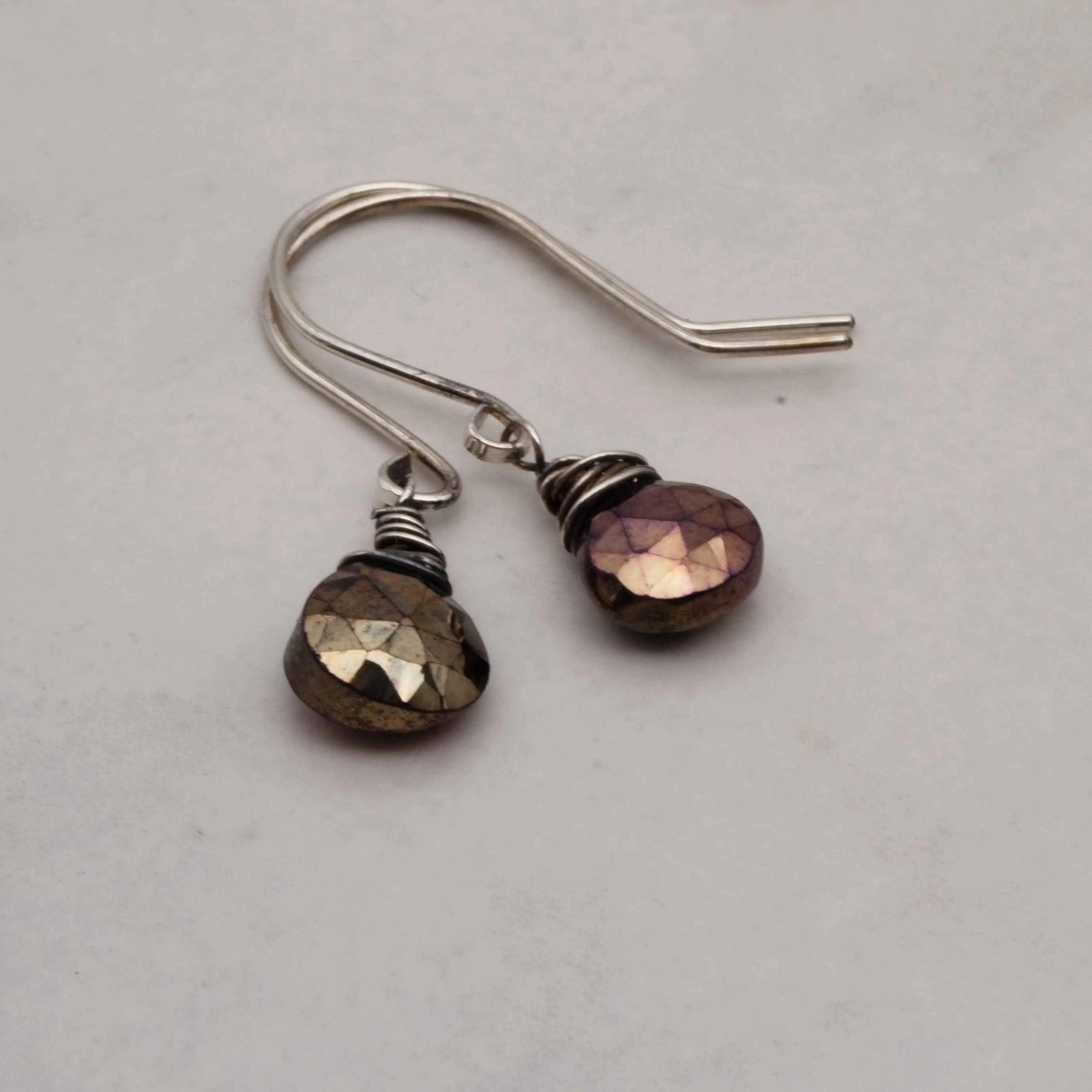 Bronze coloured gemstones drop earrings