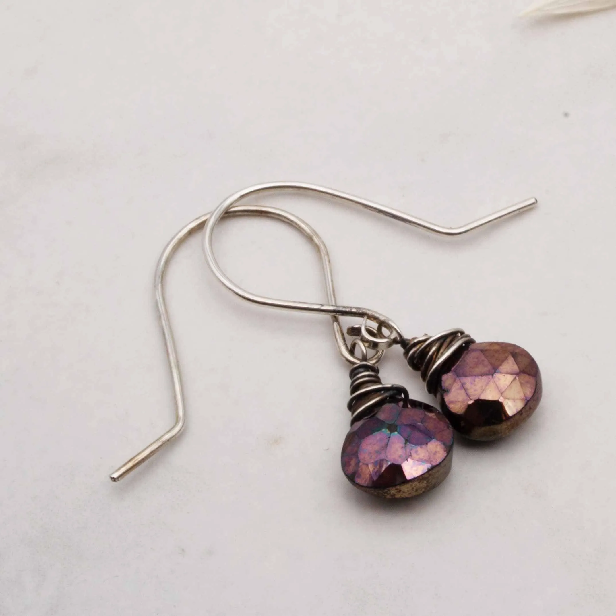 Bronze coloured gemstones drop earrings