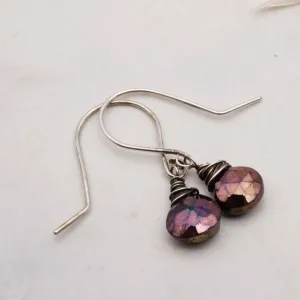 Bronze coloured gemstones drop earrings