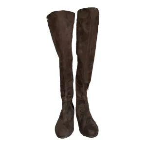 Brown Boots Knee Heels Michael By Michael Kors, Size 5 Flat Sole dry surface