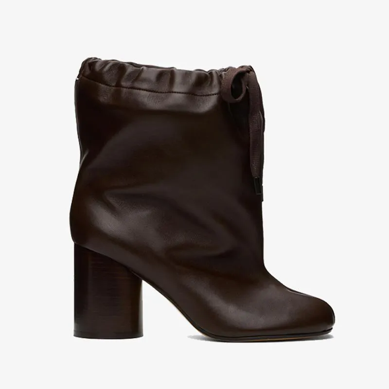 Brown Drawstring Split-Toe Boots Women's