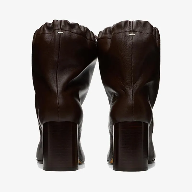 Brown Drawstring Split-Toe Boots Women's
