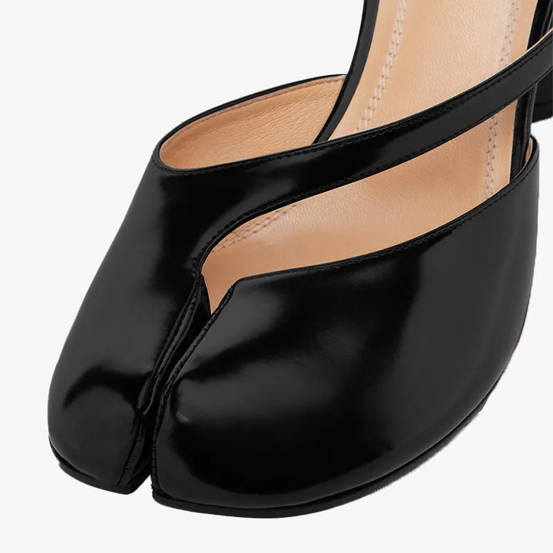 Brushed Leather Tabi Cut-Out Sandals