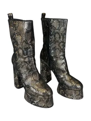 Boots Luxury Designer By Christian Louboutin In Snakeskin Print, Size: 11 Star Walk Dinner Look