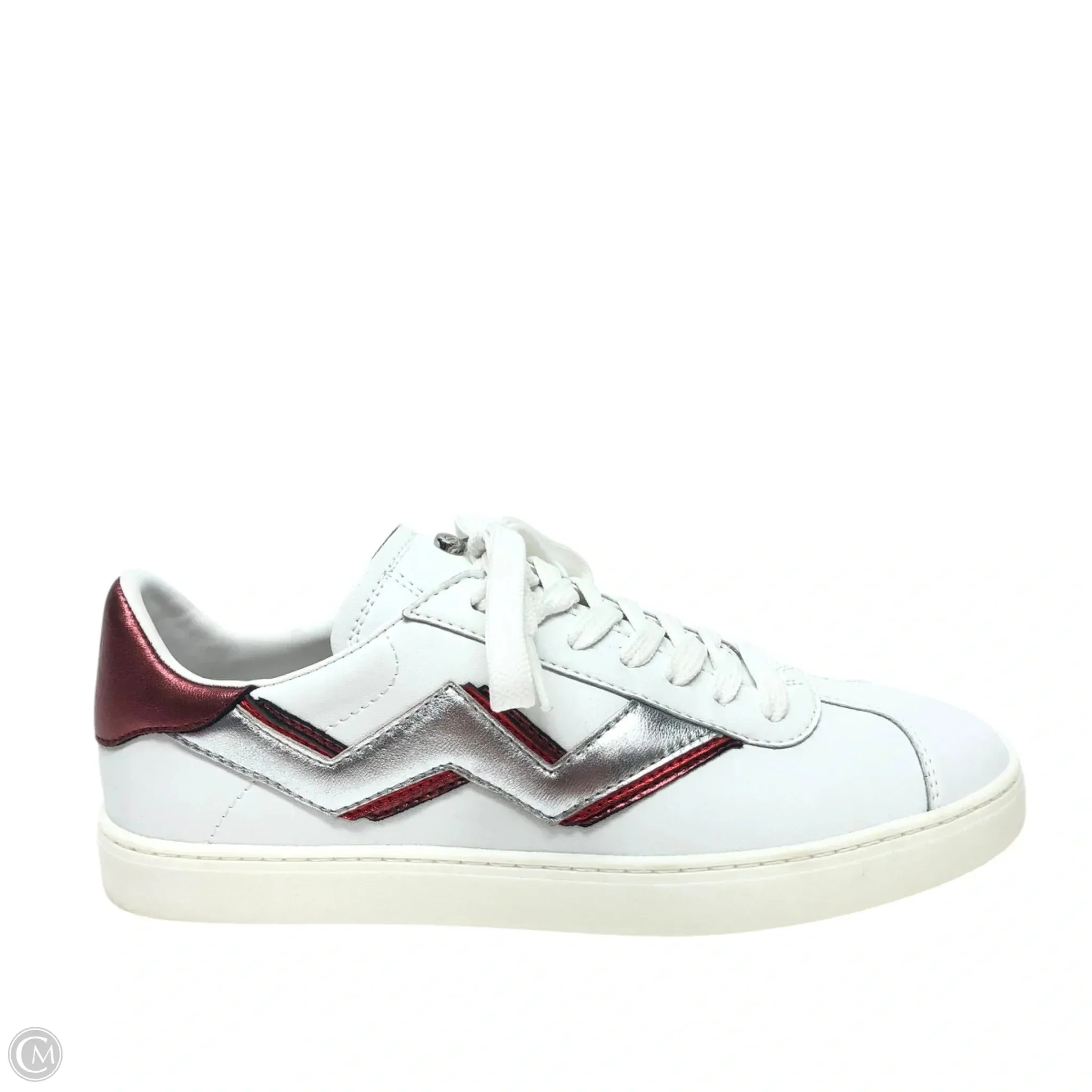 Cotton Base Shoes Designer By Stuart Weitzman In Red & White, Size: 6.5