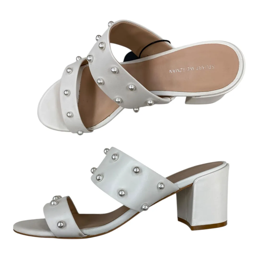 waterproof Antique Glow Shoes Designer By Stuart Weitzman In White, Size:9.5