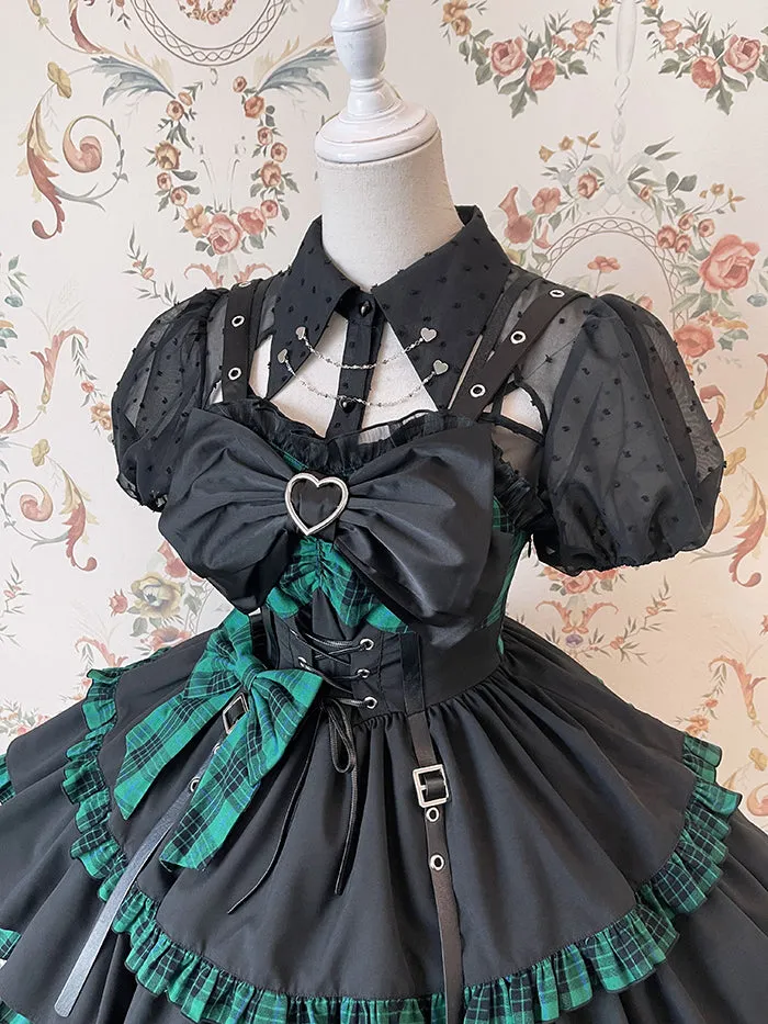 (Buyforme)Alice Girl~Gothic Lolita Blouse Short Sleeve Black Shirt