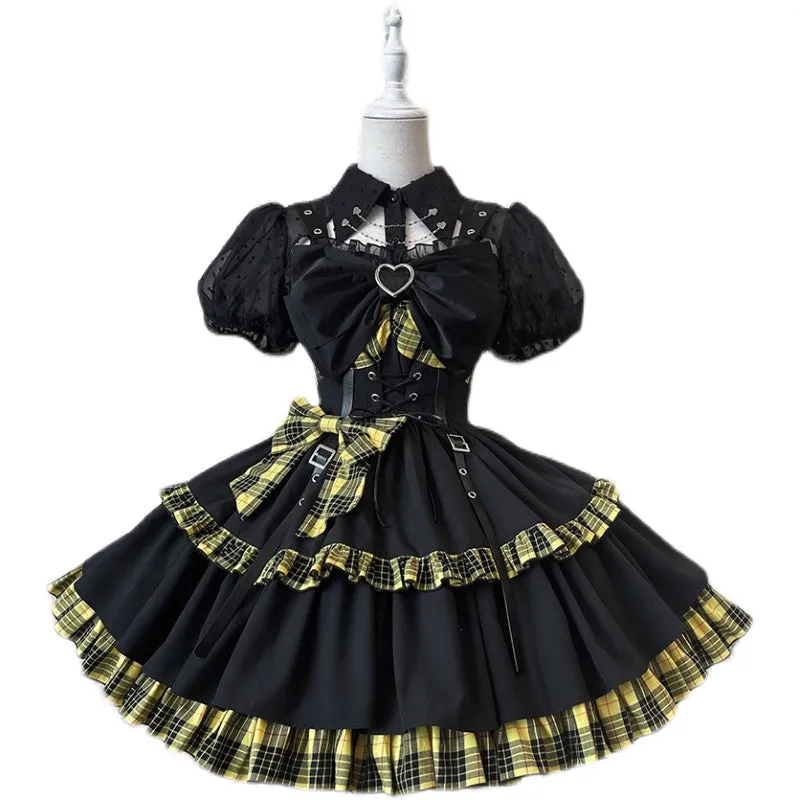 (Buyforme)Alice Girl~Gothic Lolita Blouse Short Sleeve Black Shirt