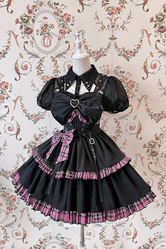 (Buyforme)Alice Girl~Gothic Lolita Blouse Short Sleeve Black Shirt
