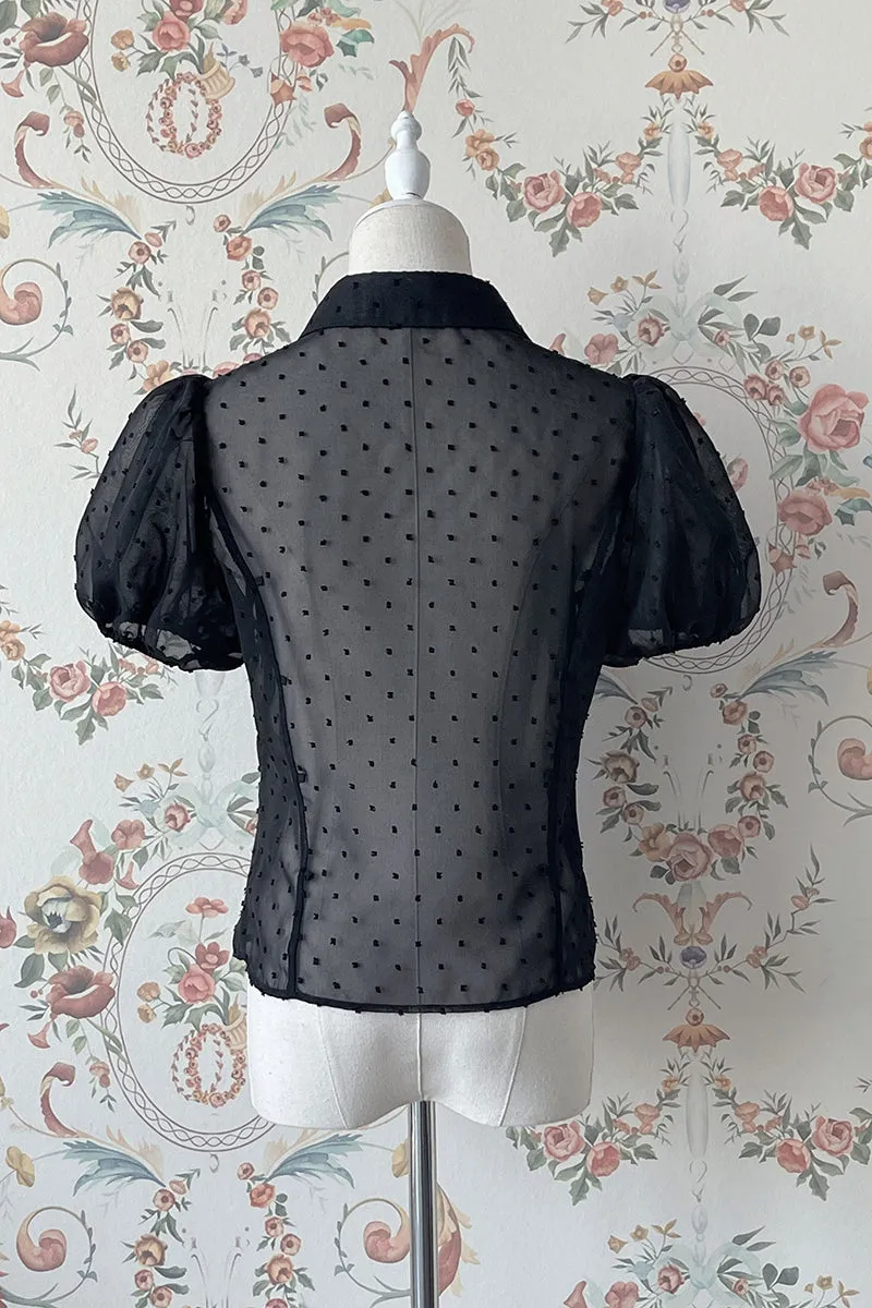 (Buyforme)Alice Girl~Gothic Lolita Blouse Short Sleeve Black Shirt