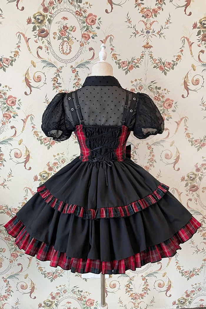 (Buyforme)Alice Girl~Gothic Lolita Blouse Short Sleeve Black Shirt