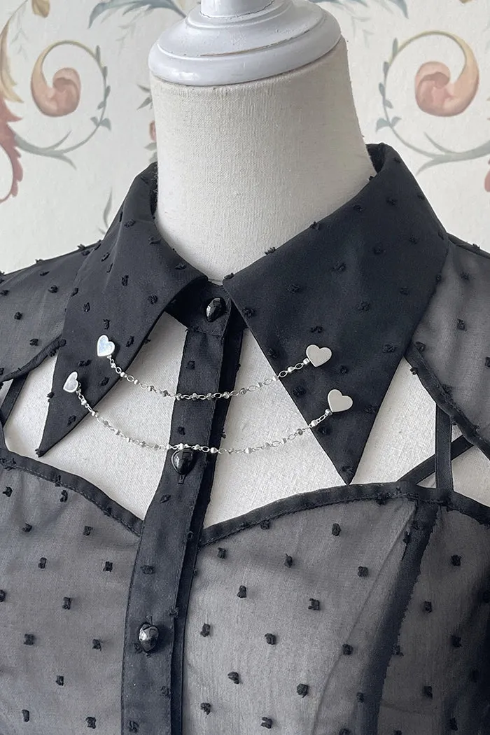 (Buyforme)Alice Girl~Gothic Lolita Blouse Short Sleeve Black Shirt