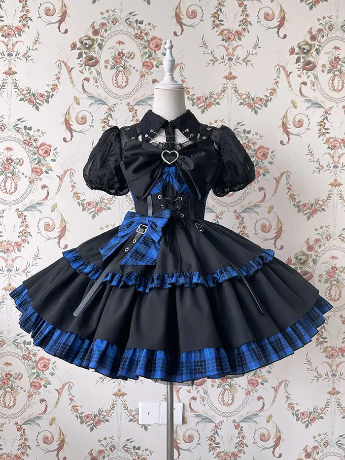 (Buyforme)Alice Girl~Gothic Lolita Blouse Short Sleeve Black Shirt
