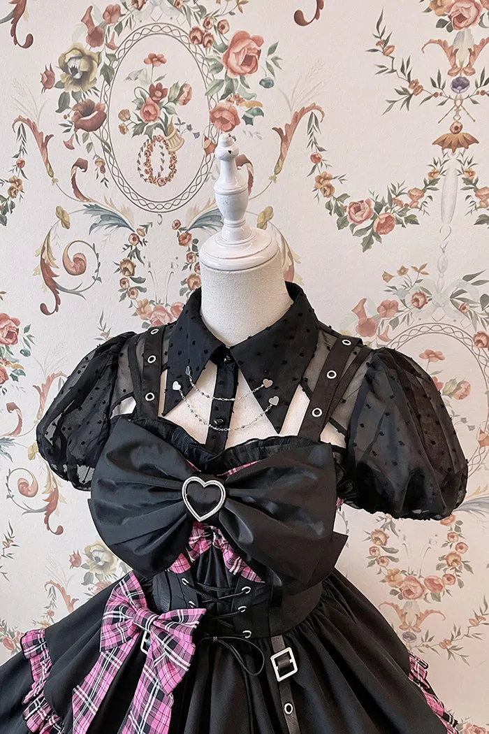 (Buyforme)Alice Girl~Gothic Lolita Blouse Short Sleeve Black Shirt