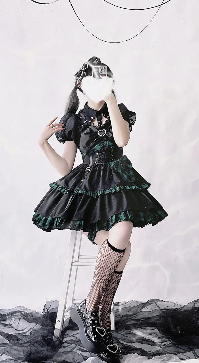 (Buyforme)Alice Girl~Gothic Lolita Blouse Short Sleeve Black Shirt