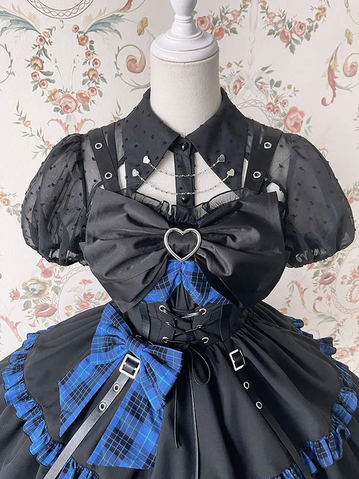(Buyforme)Alice Girl~Gothic Lolita Blouse Short Sleeve Black Shirt