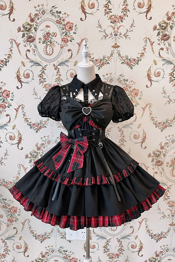 (Buyforme)Alice Girl~Gothic Lolita Blouse Short Sleeve Black Shirt