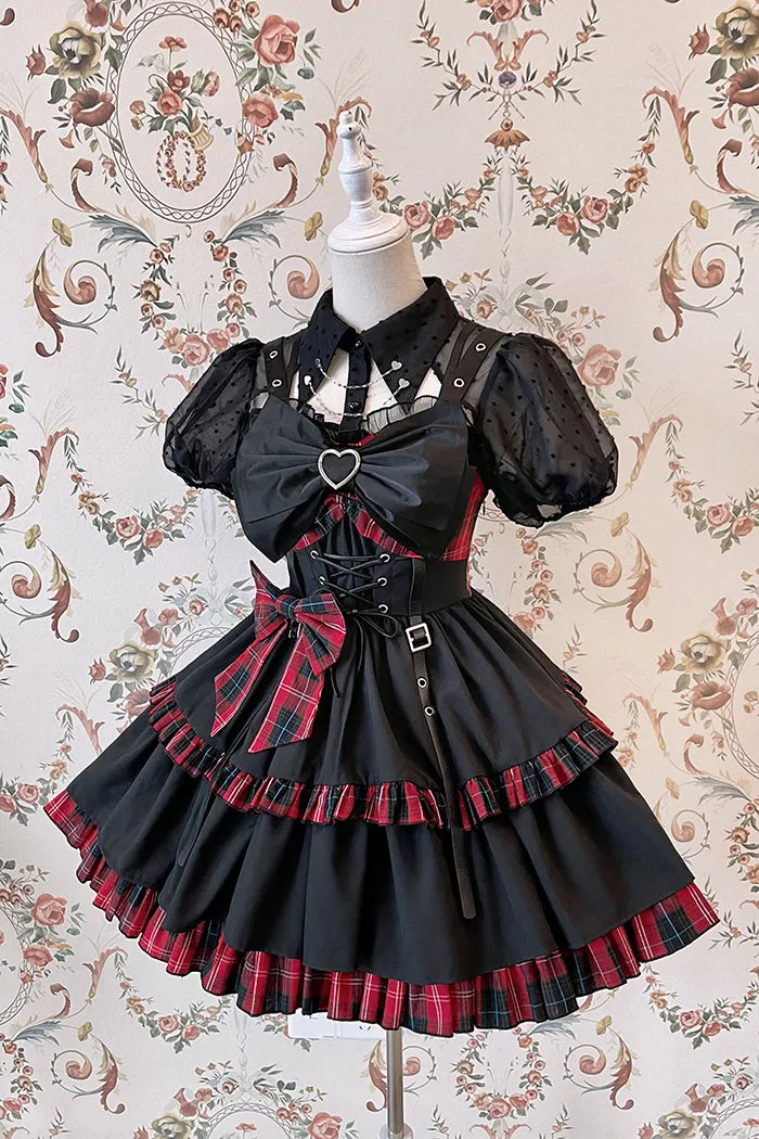 (Buyforme)Alice Girl~Gothic Lolita Blouse Short Sleeve Black Shirt
